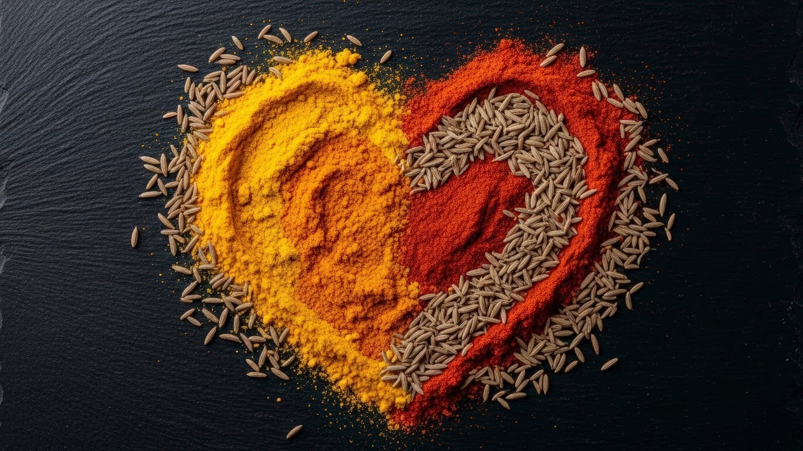 Turmeric Powder: "Organic turmeric powder in a wooden bowl with whole turmeric roots on a rustic wooden table—high-quality cooking spices."

Black Pepper Powder: "Finely ground black pepper powder and whole black peppercorns in a wooden scoop—aromatic culinary spices for seasoning."

Red Chili Powder: "Bright red chili powder heap in a rustic bowl with dried whole red chilies—hot and spicy Indian seasoning."

Kashmiri Dried Chilies: "Wrinkled whole dried Kashmiri red chilies—authentic Indian spice known for deep red color and mild heat."

Onion Powder with Red Onions: "Natural pink onion powder in a bowl with fresh red onions and chopped onion pieces—dehydrated vegetable seasoning."

Heart-Shaped Spice Display: "Heart-shaped arrangement of turmeric, chili powder, and cumin seeds on black slate—vibrant spice mix for gourmet cooking."